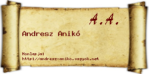 Andresz Anikó névjegykártya