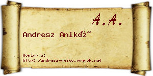 Andresz Anikó névjegykártya
